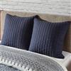 INK+IVY 100% cotone Euro Sham - federa decorativa quadrata europea, chiusura con cerniera nascosta (cuscino non incluso), camila, blu navy trapuntato, 66 x 66 cm