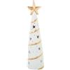 DRW Statuetta portacandele di un pino con stella di ceramica in bianco e oro 13x13x51 cm