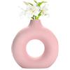 Joynisy Vaso a ciambella, vaso circolare, vaso cavo, moderno in ceramica opaca per ingresso, soggiorno, camera da letto, tavolo da pranzo, ufficio, decorazione per la casa (rosa-19,1 cm)
