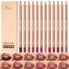 HQDA Set di 12 matite per contorno labbra - Matita per contorno labbra opaca nude, rossetto impermeabile a lunga tenuta, penna per contorno labbra anti-sbavature (# 02)