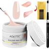 Aokitec gel unghie ricostruzione - 60 g di gel nudo per estensioni unghie per rinforzare la manicure con 100 pezzi di formine per unghie e pennello gel per unghie acriliche per principianti