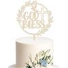 LUYANFX Decorazioni Torta Comunione, Cake Topper Comunione Legno, God Bless Decorazioni Torte Croce Colomba per Battesimo, Luna Piena del Bambino, Feste di Compleanno, Matrimoni