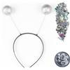 AKSXU Alien Headband, Headband Glitter Balls Argento e Glitter Olografico per Carnevale Costume Party, Alien Costume, Space Girl, Halloween, Carnevale Headdress per Ragazze Bambini