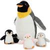MorisMos Pinguino Peluche Grande XXL, 35cm Mamma con 3 Kawaii Bambino all'interno, Realistico Pinguino Giocattolo di Peluche Gigante, Morbido Regalo per Bambini Compleanno Natale Deco
