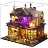 Spilay Casetta per bambole fai da te, in legno, con copertura antipolvere, carillon e LED, regalo per adulti (Magic Treasure House)