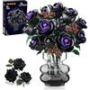 HOGOKIDS Set di Costruzione Bouquet di Fiori - 15 Rose Nere Collezione Botanica Blocchi da Costruzione Fiori Artificiali Giocattolo, 330PCS Decorazione Gotica per Ufficio a Casa Regalo di Natale