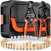 SOMELINE Set di pinze a crimpare per terminali non isolati da 0,25-2,5 mm², con 40 tipi (2,8/3,9/4,8/6,3/7,8 mm) di terminali a crimpare maschi e femmine, connettori per autoveicoli e spelafili