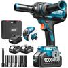 Seesii [Aggiornato 2025 Avvitatore a Impulsi 1/2 1600N·m, 21V Alta Potenza con Manico Rimovibile, Chiave a Impatto Senza Fili con 2× Batterie 4,0Ah per Auto, Pickup, Tosaerba e Lavori Industriali