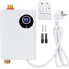 Jellybibo Mini scaldabagno istantaneo, 3800 W, 220 V, serbatoio elettrico resistente alla pressione, con indicatore della temperatura LCD, scaldabagno istantaneo controllato elettronicamente per doccia, bagno