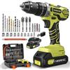 VIWKO 21V Avvitatore a Batteria, 45NM Trapano Avvitatore Batteria, Trapano a Percussione con 2 Batterie 2.0Ah, 25+3 Coppie, LED Luce, 2 Velocità, 27 Accessori, 10mm Metallo Mandrino Autoserrante Green