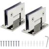 Cokritsm 2 Pezzi Cerniere per Porte Doccia in Vetro a 90° - Ricambi per Porte in Vetro con Hardware di Montaggio in Acciaio Inox per Vetri da 8-12mm (Argento)