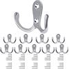Bolatus 10 ganci appendiabiti Bolatus, appendiabiti doppio, da parete, stile retrò, in metallo, argento, stile vintage, con 40 viti per ganci appendiabiti, bagno, cucina