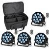 Erreyht 4PCS RGBW Par LED Batteria con Borsa, Ricaricabile 12 LED Illuminazione Palco 24W Luci da Palco con Telecomando e Funzione Timer per Feste DJ Bar Banda Concerto Club Christmas