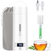 Souvik Bollitore Elettrico Portatile 500ml - Tazza Termica Elettrica da Viaggio in Acciaio Inox 316 con 4 Temperature Regolabili, Spegnimento Automatico e Ebollizione Rapida per Tè, Caffè, Latte - Bianco