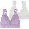 Dorina Bralette in pizzo floreale, senza fili, morbido reggiseno senza ferretto, per un comfort tutto il giorno, taglio lungo, lana 2 pezzi, verde avorio viola rosso nero, Viola/Avorio, M