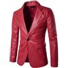 Generisch Giacca in pelle da uomo primavera e autunno inverno blazer risvolto PU ecopelle tuta cappotti giacca da motociclista bottone intelligente casual giacca da motociclista giacca da tuta chic pelle slim
