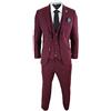 TruClothing.com Abito da Uomo 3 Pezzi Bordeaux Nero Classico in Lana Tweed