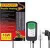 DERNORD Tappetino riscaldante con termostato 16 W - rettili terrario con regolatore di temperatura Vivarium Heating Mat per Bearded Dragon tartarughe Geco accessori