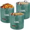 BUCOMTU 3 x 120 L Sacchi Giardinaggio,Sacchi per Rifiuti da Giardino Pieghevole con Maniglie,Borsa da Giardino Riutilizzabile Antistrappo e Impermeabile per Riporre Foglie