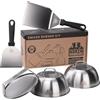 Norzn Brothers® Kit Smash Burger - Set Aggiornato con 2 Cupole con Finestra in Vetro, Schiaccia Hamburger per Piastra, Pressa Smash Burger, Acciaio inox 304, Qualità Alimentare, Garanzia di 10 Anni