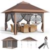 JUMMICO Gazebo 3,24x3,24M Pieghevole Impermeabile con Zanzariera,Gazebo Regolabile Robusto,Gazebos Esterno Resistente Protezione UV 50+,Gazzebo Da Giardino Tende per giardini, feste e party,Marrone