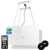 KKT KOLBE A+++ CUBE60FW - Cappa aspirante 60 cm, 764 cbm/h, 9 livelli | Smart WiFi App WiFi | Cappa a isola sospesa | Montaggio a soffitto | Bianco | Vetro | Illuminazione a LED | Ricarica automatica