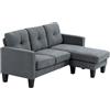 HOMCOM Divano angolare reversibile a 3 posti a destra o a sinistra, soggiorno, grande comfort, schienale imbottito, grigio
