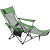 VEVOR Sedia da Campeggio Reclinabile, 4 Posizioni Regolabili, Sdraio Pieghevole Portatile per Adulti, in Rete con Poggiapiedi e Poggiatesta, Supporta 99,8 kg, Sedie da Campeggio per Patio, Verde