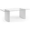 DRW Tavolo da pranzo in legno e vetro bianco laccato e trasparente 180x100x76 cm