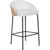 DRW Set di 2 sgabelli imbottiti in bianco e beige con gambe in metallo nero 51x51x90 cm