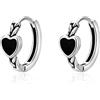 SLUYNZ 925 Argento Nero Cuore Nero Huggie Cerchio Orecchini per le Donne Ragazze Adolescenti Orecchini a Cerchio a Cuore Piccolo Orecchini Punk Retrò
