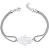 Aka Gioielli® - Bracciale Mano di Fatima in Argento 925, Braccialetto con Mano di Fatima Hamsa Argento 925, Regalo per Donna e Ragazza - lunghezza regolabile