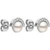 Purelei® Halo - Orecchini a bottone con zirconi a semicerchio, in acciaio inox placcato oro 18 carati, eleganti gioielli di perle da donna - Seashell 6 mm - oro/argento/oro rosa, Normal, Acciaio