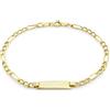 CARISSIMA Bracciale da donna in oro giallo 9 ct con catena Figaro semi-forata e targhetta, 18 cm