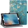 Fintie Custodia per iPad Pro 9,7 pollici 2016 in pelle sintetica con funzione di supporto e funzione auto sonno/sveglia, porta penna, slot per documenti, fiori di mandorle
