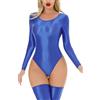 Maeau Body da Donna Sottile Trasparente con Perizoma, Olio Lucido, Leotard, Bodysuit Aderente, Babydoll, Biancheria da Notte M-XL, bianco, M