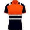 trending babz Polo da uomo ad alta visibilità da lavoro a maniche corte in 2 toni a contrasto di sicurezza da lavoro, Arancione, blu navy., M