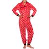 Disney Pigiama Interi a Maniche Lunghe per Donna Topolina Minnie Mouse Rosso Small