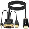 PETERONG Cavo VGA a HDMI 180cm 1080P@60Hz Adattatore VGA a HDMI con Audio da 3,5mm per PC, Laptop, TV Box per Monitor, HDTV, Proiettore, Schermo