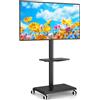 5Rcom TV Portatile con Piedistallo con Ruote per 27-55 Pollici, Supporto TV da Pavimento con Legno Base, TVs con le Ruote con Ripiano Max VESA 400x400mm 30kg (Nero)