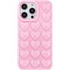 DMaos für iPhone 14 Hülle für Frauen, 3D Pop Blase Herz Niedlich Gel Cover, Nette Girly für iPhone14 6,1 Zoll - Pink