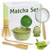 Jukibole Matcha Kit, 6 Pezzi Matcha Set con Ciotola per Matcha, Frusta Matcha in Bambù, Cucchiaino, Supporto per Frusta, Macha Tea Kit per Perfetto per Preparare Tè Matcha
