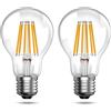 Bonlux 6W LED Lampadine E27 Luce Calda 2700K 100W Equivalente, 1300lm Super Luminoso Lampadina vintage E27 A60 Globo Lampade Risparmio Energetico Lampada AC 220-240V, Non Dimmerabile -2pack