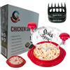 Quick Sync Trituratore per pollo, con base antiscivolo, coperchio trasparente, resistente al calore, manico ergonomico, senza BPA (rosso, 25 cm)