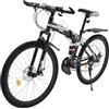 Taozhiyy Bicicletta pieghevole da 26 pollici, mountain bike, freno a disco, cambio a 21 marce, bicicletta pieghevole con portabicchieri e parafanghi: Fully MTB per ragazzi, ragazze, donne e uomini,
