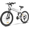 SAMEBIKE LO26-II Mountain Bicicletta Elettrica per Adulti Rimovibile 48V10.4AH Batteria 26 Pollice Bicicletta Elettrica Pieghevole con Display LCD A Colori SHIMANO 21 Velocità Ebikes Bianco
