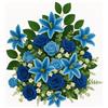 DRW Centro di fiori artificiali per matrimoni, chiese, cimiteri di rose blu 60x60x30 cm