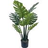 DRW Pianta Artificiale di una Monstera in acrilico, melammina e plastica in verde 120x80x80cm