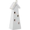 DRW Statuetta portacandele di una casa in ceramica in bianco e oro 9x8x29 cm