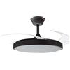 DRW Ventilatore da soffitto con Luce e 3 Pale retrattili in Metallo e Acrilico Nero Eclipse 53x106x106 cm